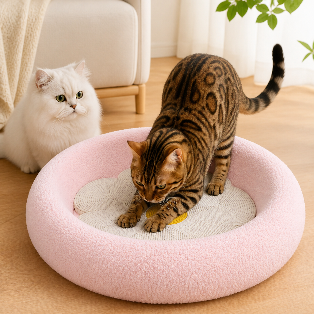 Blumen-Kratzbaum für Katzen – Gemütliche 2-in-1-Kratz-Lounge