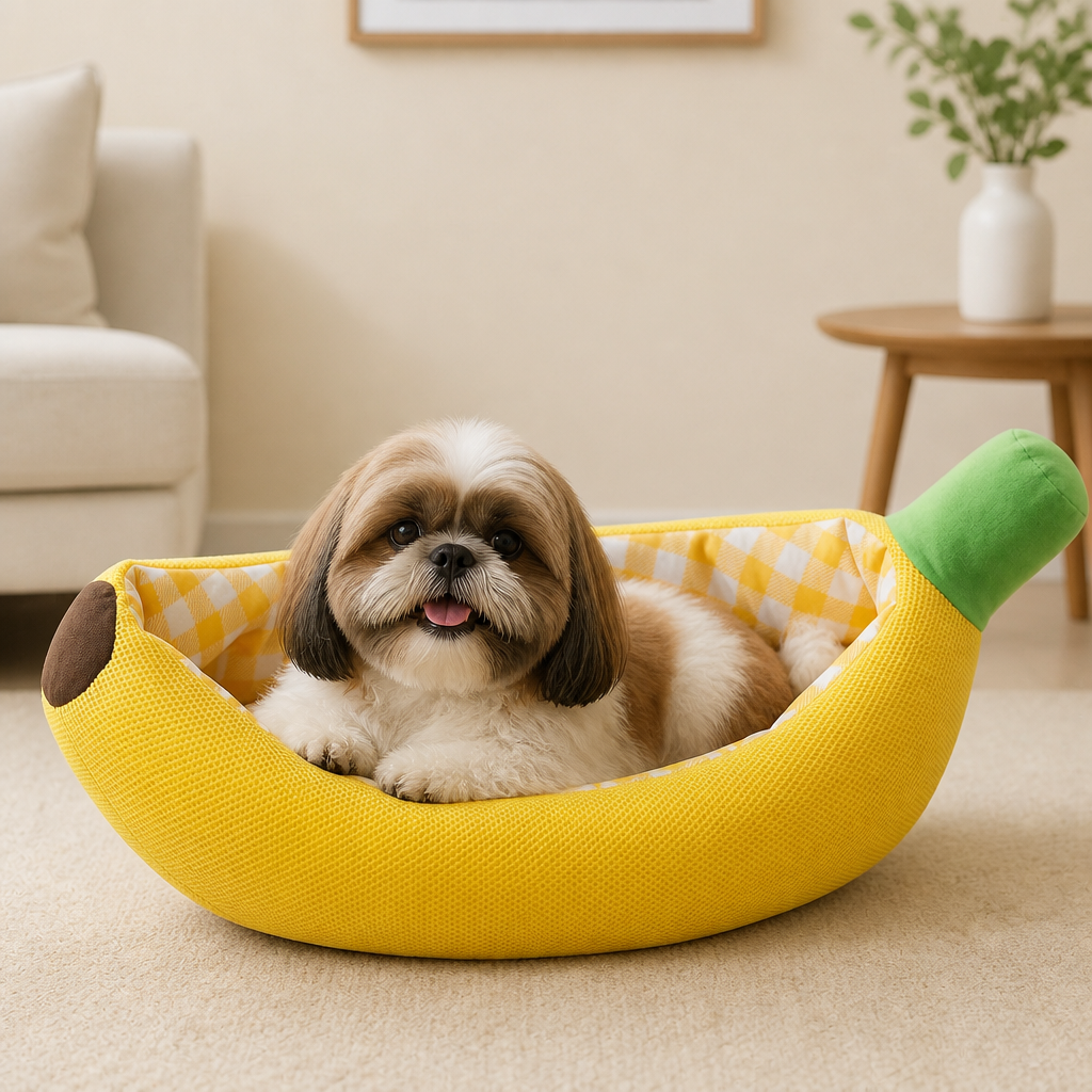 Bananenförmiges gemütliches Haustierbett für Hunde