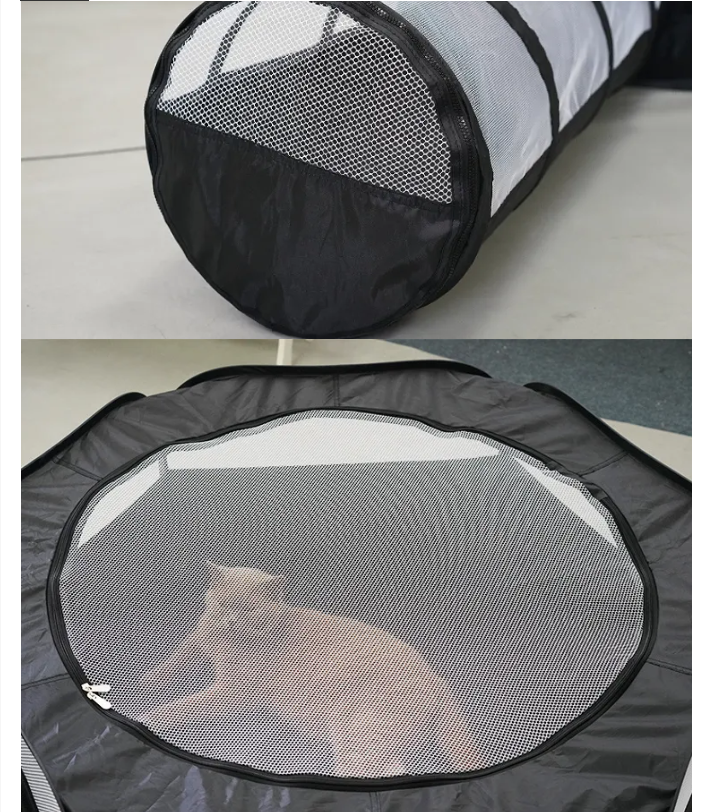 Katzen-Spieltunnel und -Haus – Zusammenklappbare Kratzröhre und Zelt für Katzen