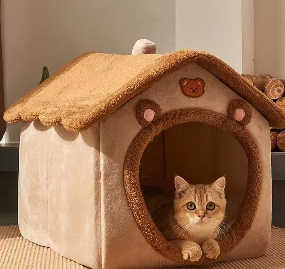 Gemütliches Haustierhaus – Weiches Wärmendes Katzen- und Hundebett mit Kuscheligem Design