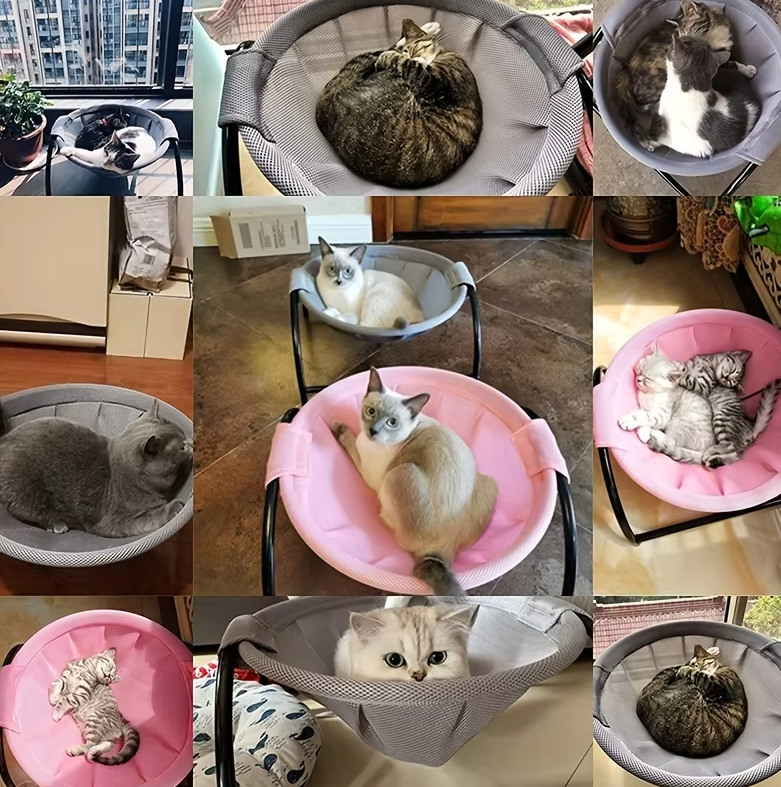 Katzen Hängematte – Atmungsaktives Katzenbett Mit Stabilen Metallgestell Für Gemütliche Ruhepausen