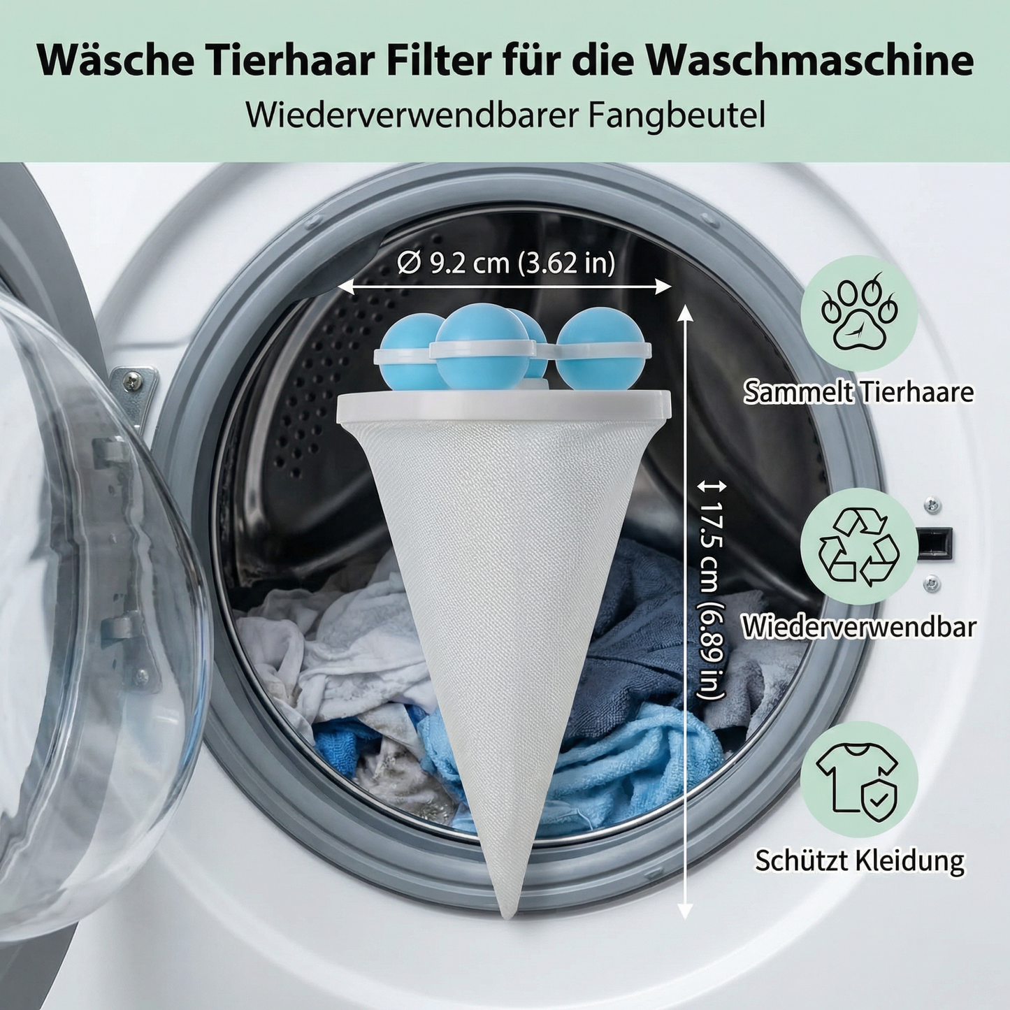 Wäsche Tierhaar Filter für die Waschmaschine – Wiederverwendbarer Fangbeutel