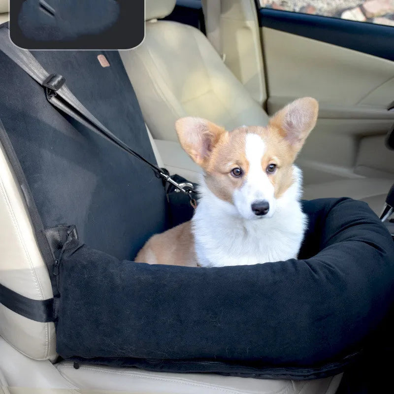 Hundesitz im Auto – Sicherheits-Sitz für Hunde mit Riemen und Weichem Polster