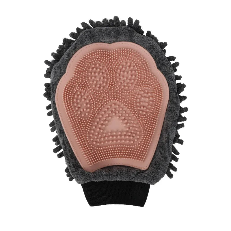 2-in-1 Fellpflege-handschuh mit Mikrofaser und Silikon – Sanfte Massage und Effiziente Haarentfernung für Hunde und Katzen