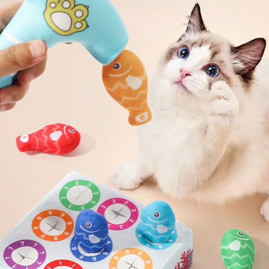 Interaktives Katzenspielzeug – Bunte Fischspielzeuge Im Set Zum Kauen und Spielen