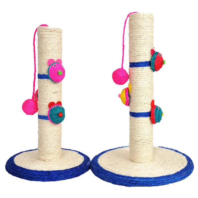 Katzenkratzsäule mit Buntem Spielzeug – Sisal-Kratzbaum mit Bällen und Tieren