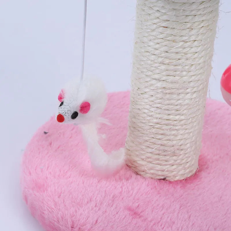 Katzenkratzbaum mit Spielzeug – Kratzsäule mit interaktivem Ball und Maus