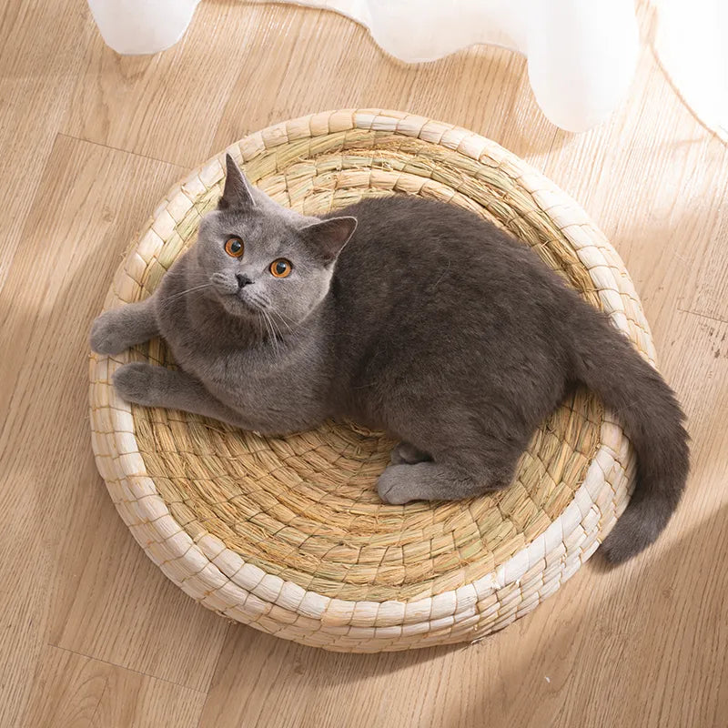 Handgefertigtes Katzennest – Weiches Rundes Haustierbett Aus Naturmaterialien