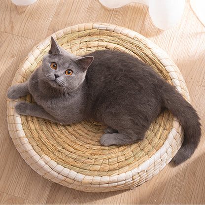 Handgefertigtes Katzennest – Weiches Rundes Haustierbett Aus Naturmaterialien