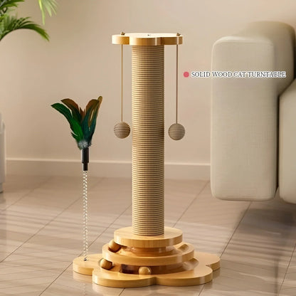 Interaktiver Kratzbaum Mit Holzspielzeug Für Katzen 24x40