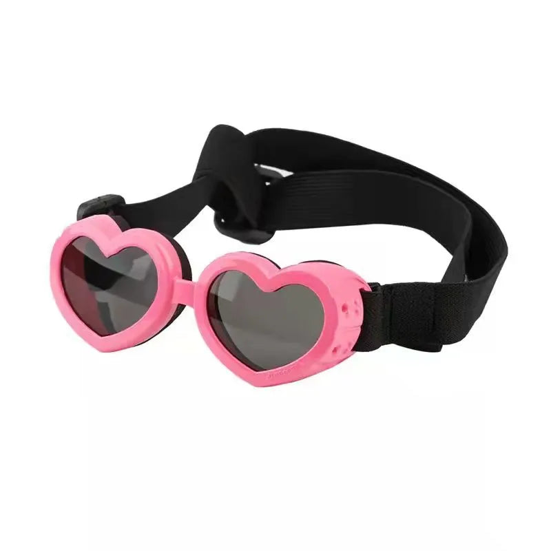 Herzförmige Hundesonnenbrille mit Verstellbarem Band – UV-Schutz für Hundeaugen