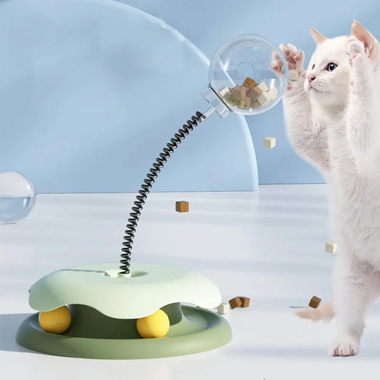 Interaktives Katzenspielzeug Mit Leckerli-dispenser Und Flexibler Stange