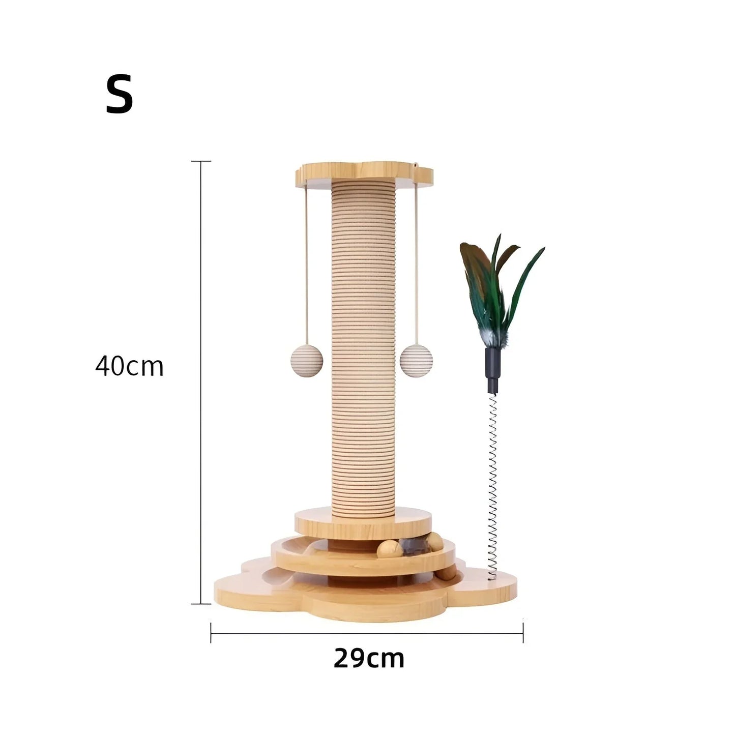 Interaktiver Kratzbaum Mit Holzspielzeug Für Katzen 24x40