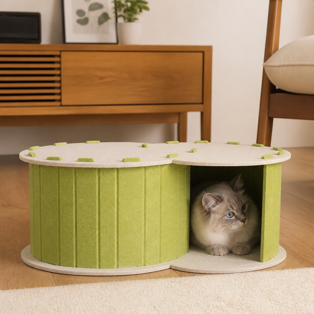 2-in-1 interaktives Katzenbett & Kratzversteck zum Spielen