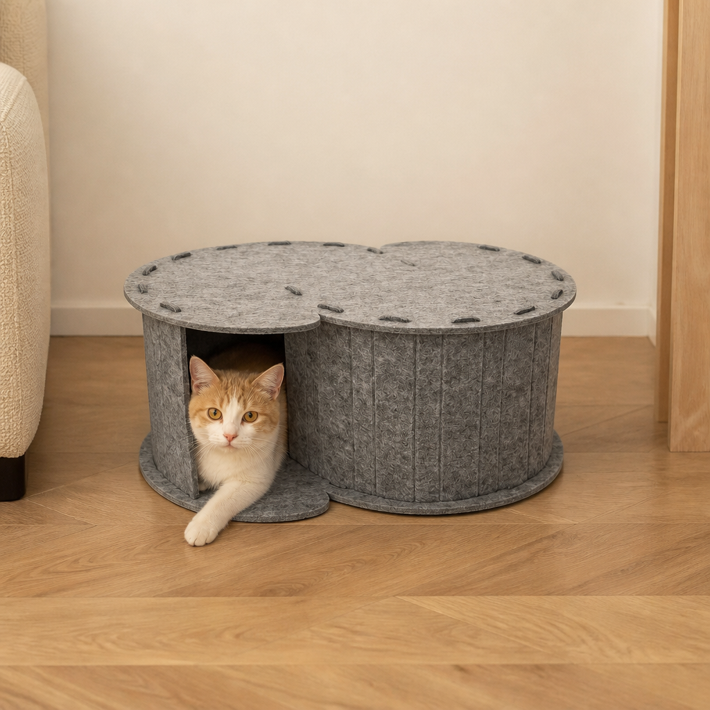 2-in-1 interaktives Katzenbett & Kratzversteck zum Spielen