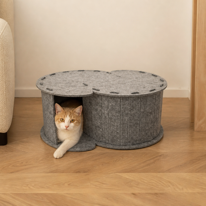 2-in-1 interaktives Katzenbett & Kratzversteck zum Spielen