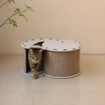 2-in-1 interaktives Katzenbett & Kratzversteck zum Spielen
