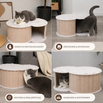 2-in-1 interaktives Katzenbett & Kratzversteck zum Spielen