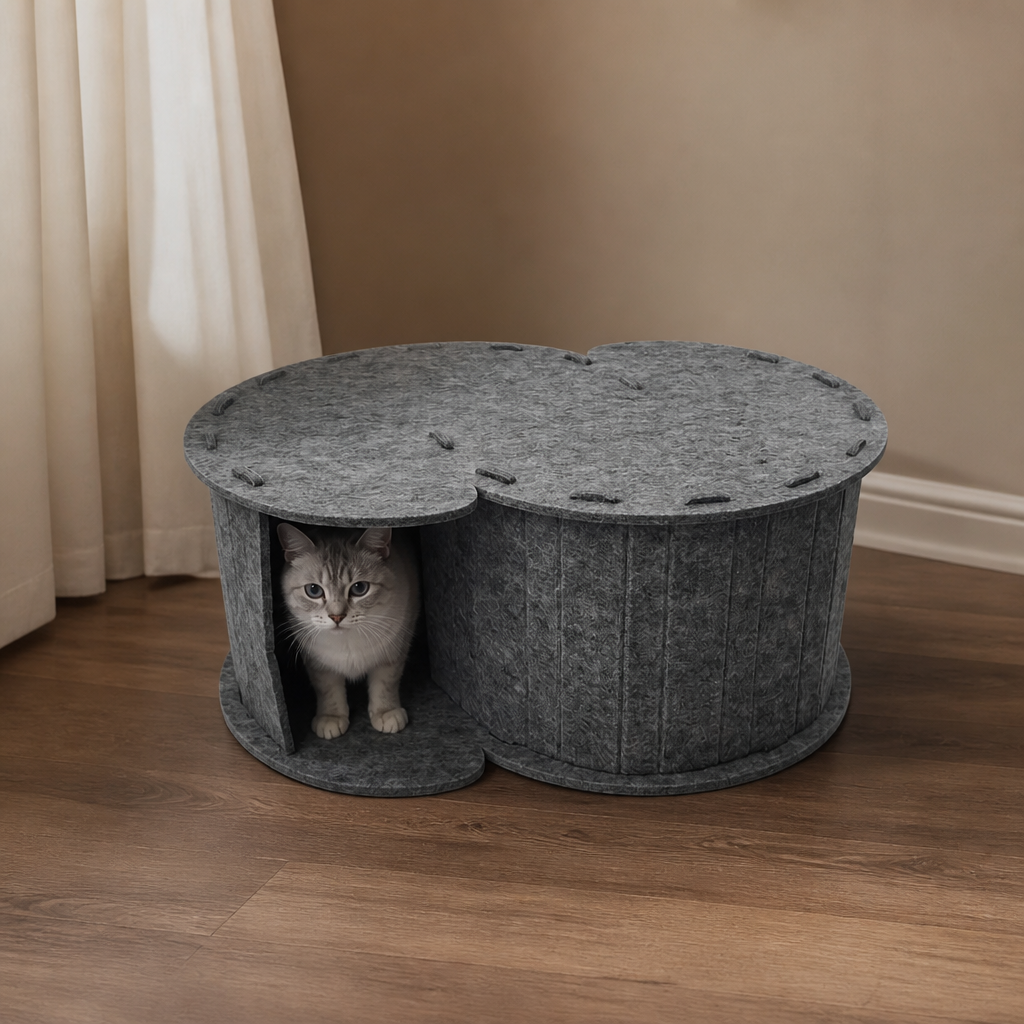 2-in-1 interaktives Katzenbett & Kratzversteck zum Spielen