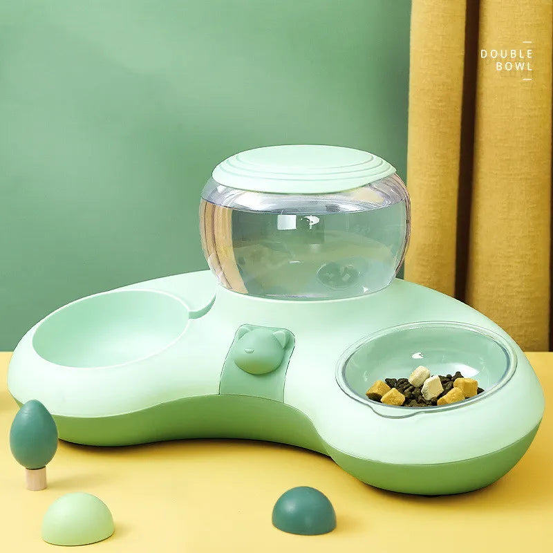2-in-1 Futternapf für Haustiere mit Automatischem Wasserspender und Rutschfestem Design