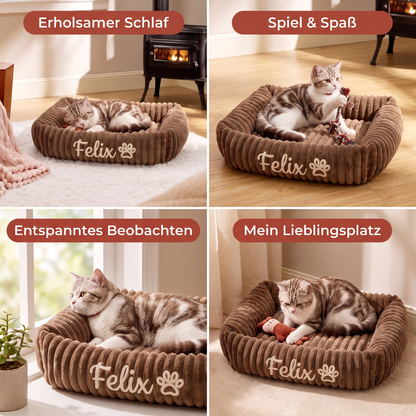 Personalisiertes, flauschiges Wolken-Katzenbett mit weicher Umrandung