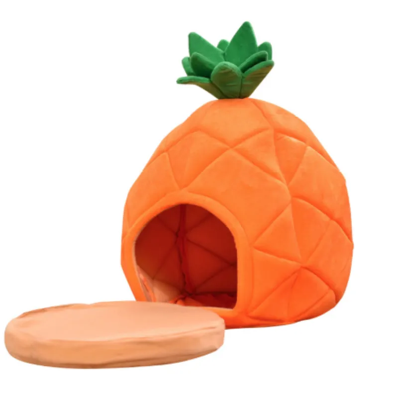 Katzenhöhle im Ananas-Design – Kuschelige Schlafhöhle für Katzen und kleine Hunde