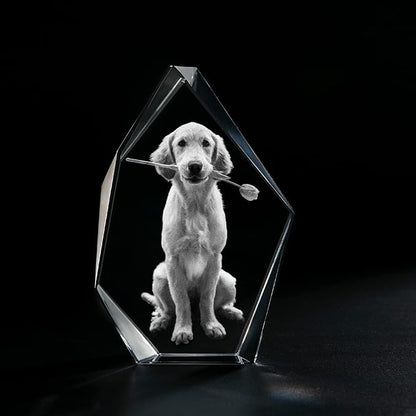 Personalisierter Kristall in Edelsteinform mit 2D/3D Lasergravur – Zeitlose Erinnerung