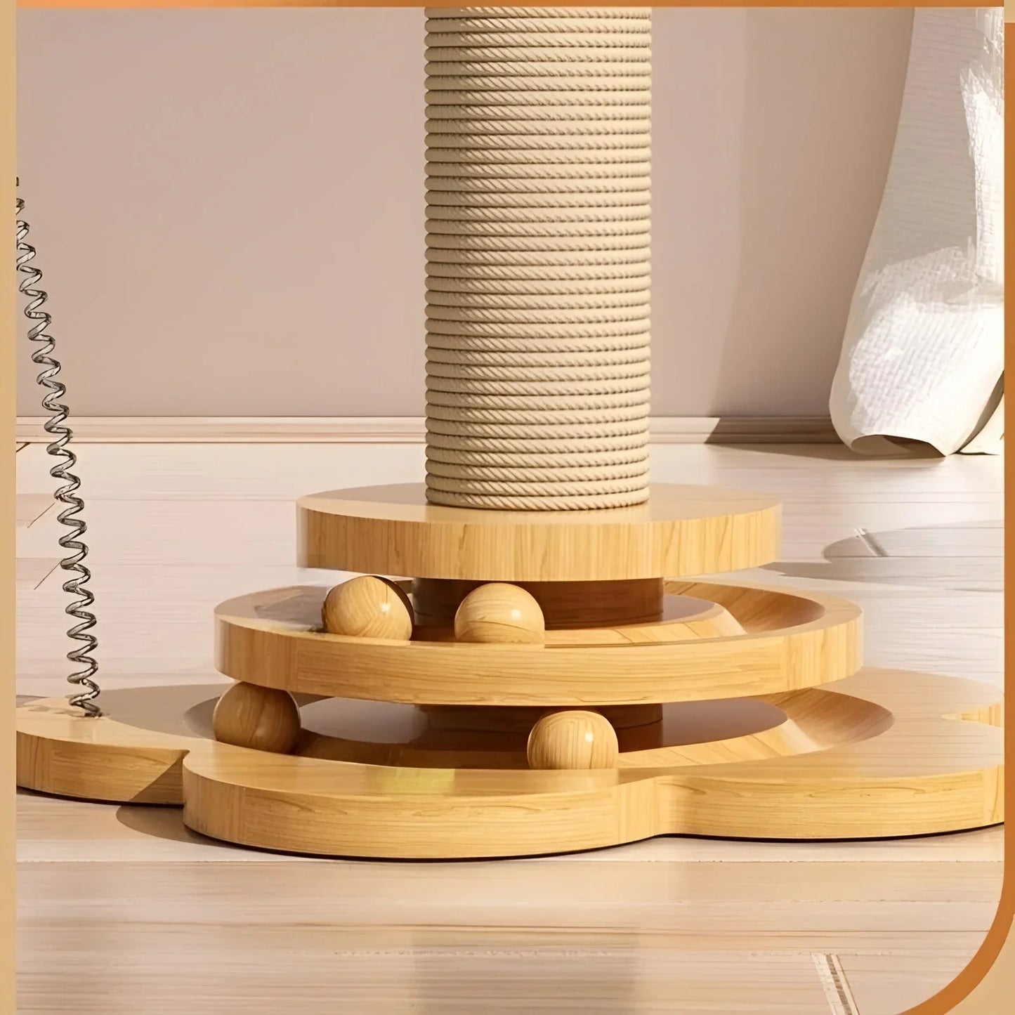 Interaktiver Kratzbaum Mit Holzspielzeug Für Katzen 24x40