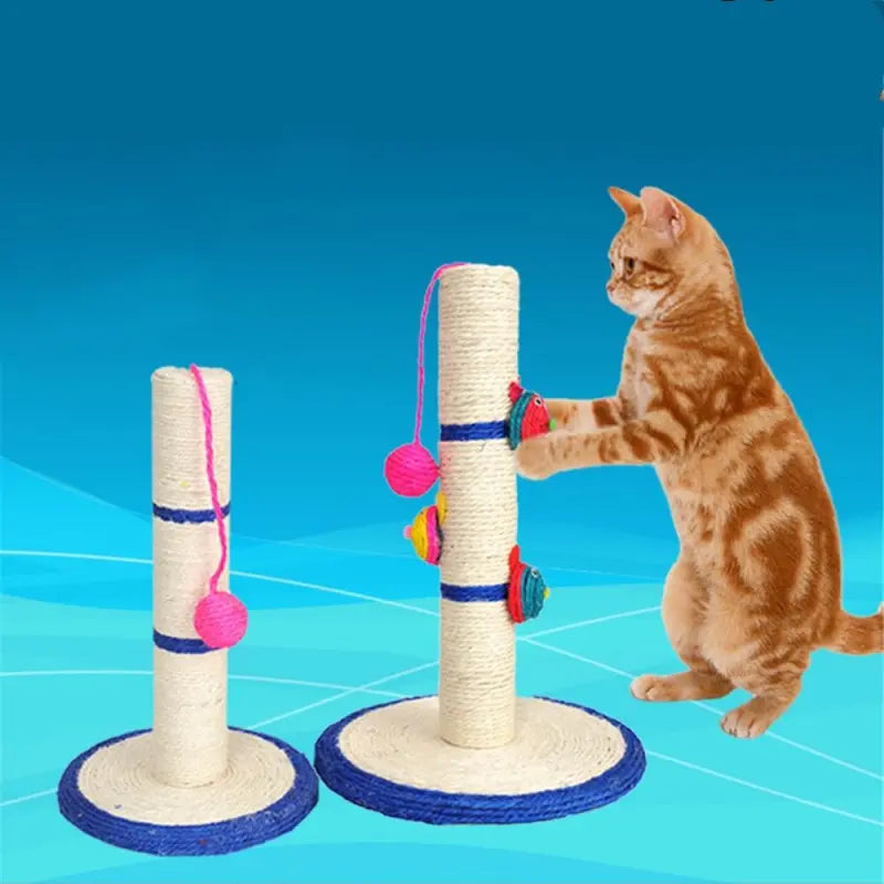 Katzenkratzsäule mit Buntem Spielzeug – Sisal-Kratzbaum mit Bällen und Tieren