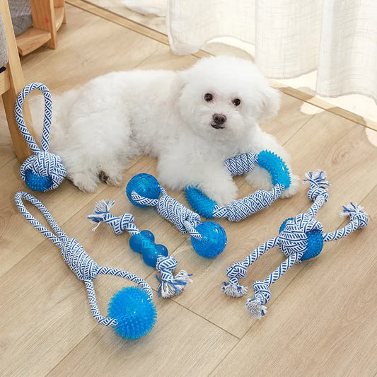 Hundespielzeug mit Gummikugel und Seil – Kauspielzeug zum Ziehen und Spielen