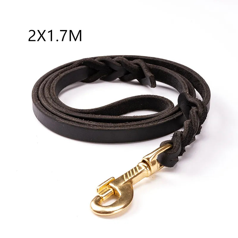Leder Hundeleine mit Goldener Karabiner – Robustes und Elegantes Hundezubehör