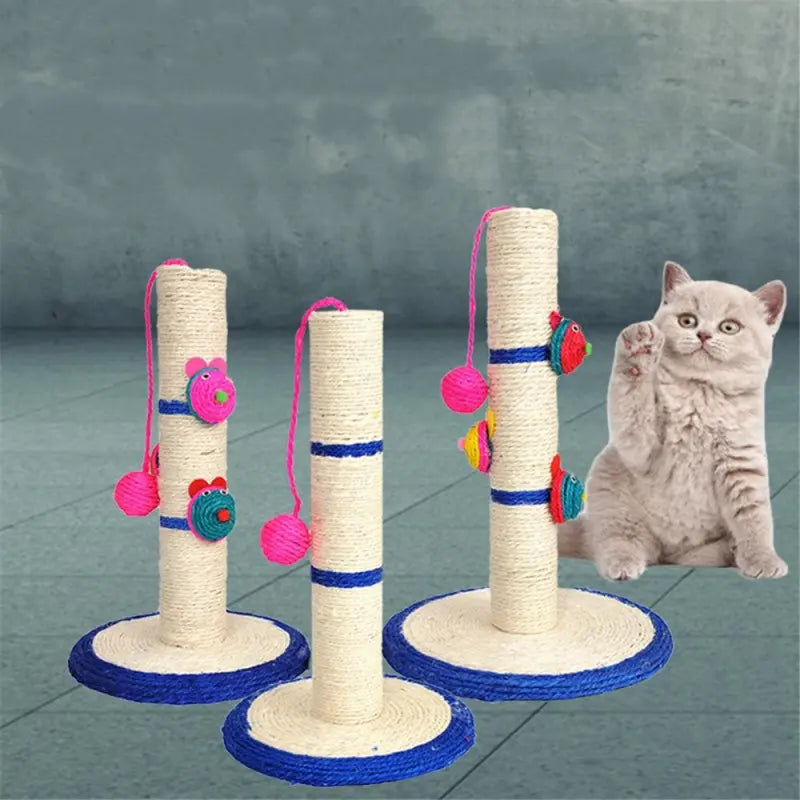 Katzenkratzsäule mit Buntem Spielzeug – Sisal-Kratzbaum mit Bällen und Tieren