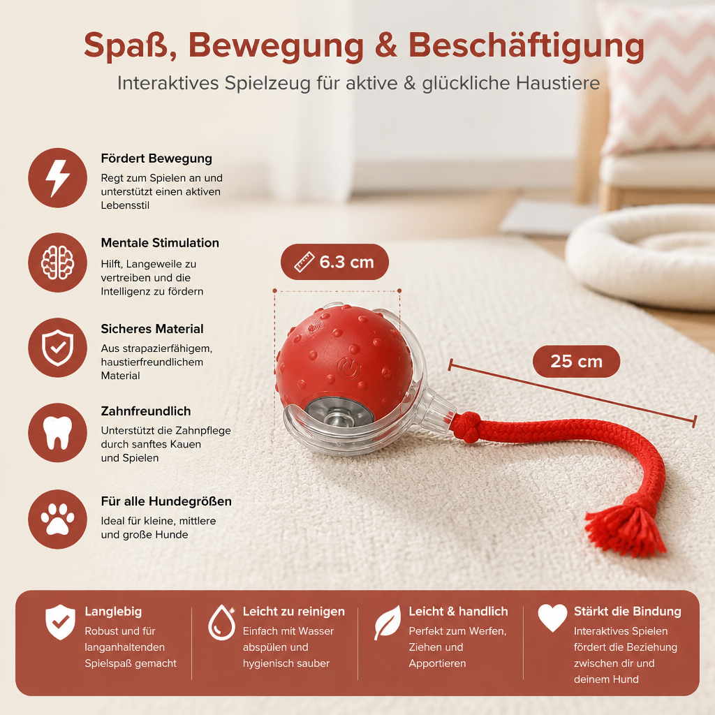 Interaktive Spielball mit Schwanz für Hunde
