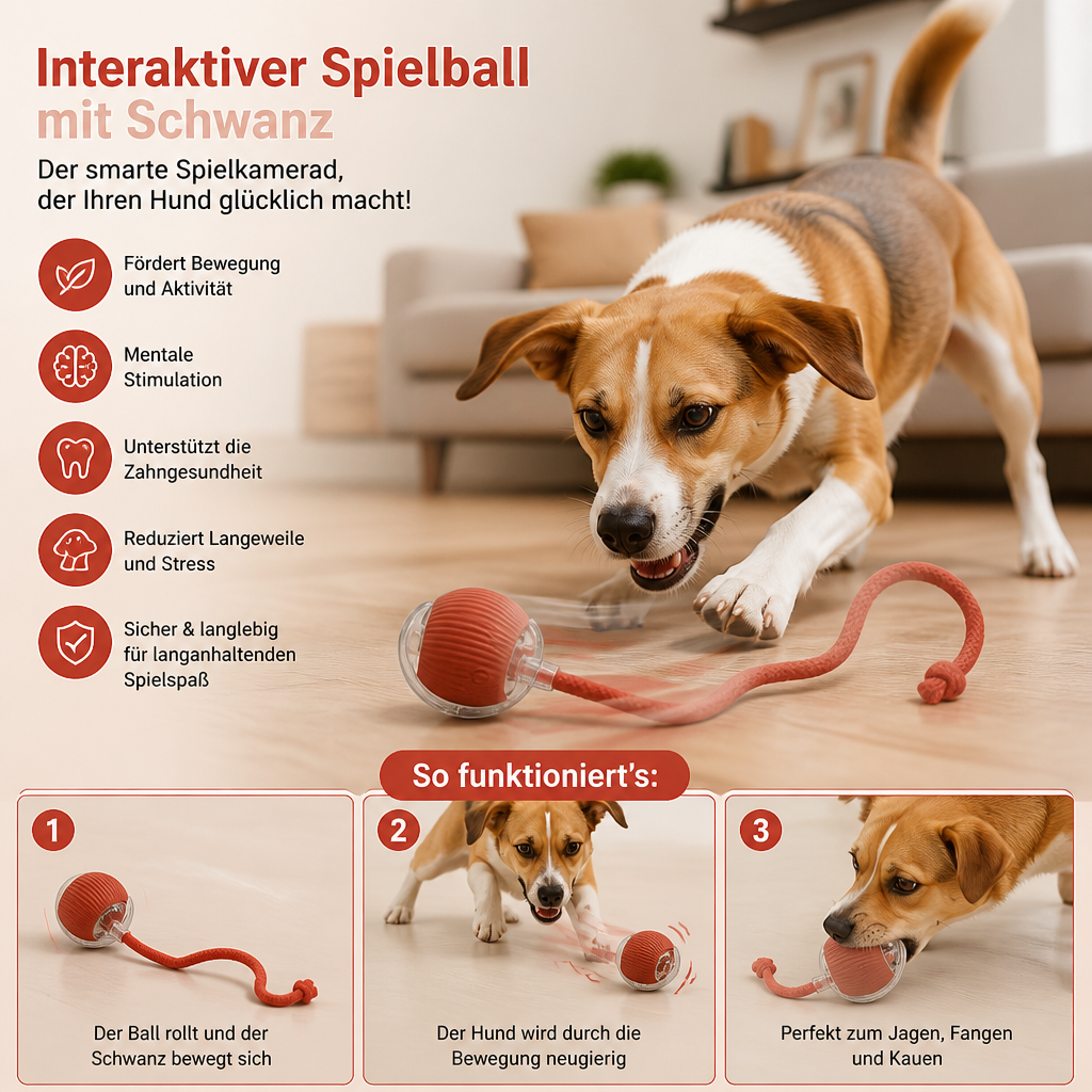 Interaktive Spielball mit Schwanz für Hunde