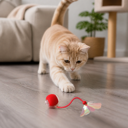Verbesserter „Smart Rolling Cat Ball“ – strapazierfähiges interaktives Spielzeug mit Netzschwanz