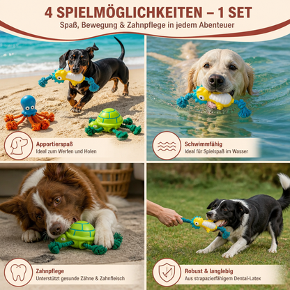 Robustes schwimmfähiges Hundespielzeug aus Dental-Latex mit Seil