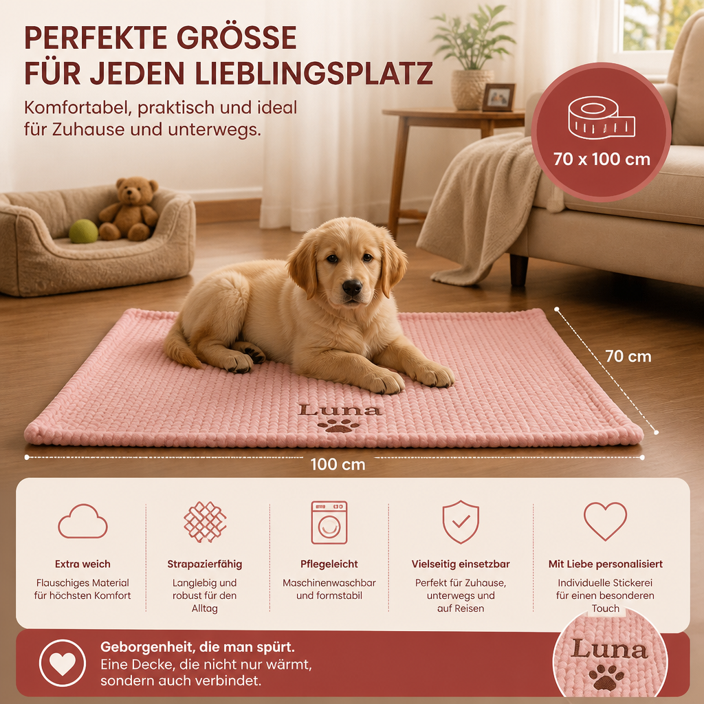 Personalisierte Flauschige Hundedecke Mit Individueller Stickerei