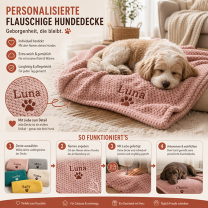 Personalisierte Flauschige Hundedecke Mit Individueller Stickerei