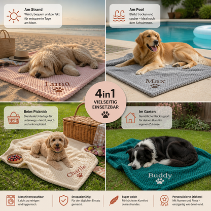 Personalisierte Flauschige Hundedecke Mit Individueller Stickerei