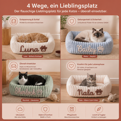 Personalisiertes, flauschiges Wolken-Katzenbett mit weicher Umrandung