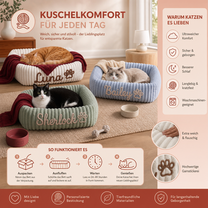 Personalisiertes, flauschiges Wolken-Katzenbett mit weicher Umrandung