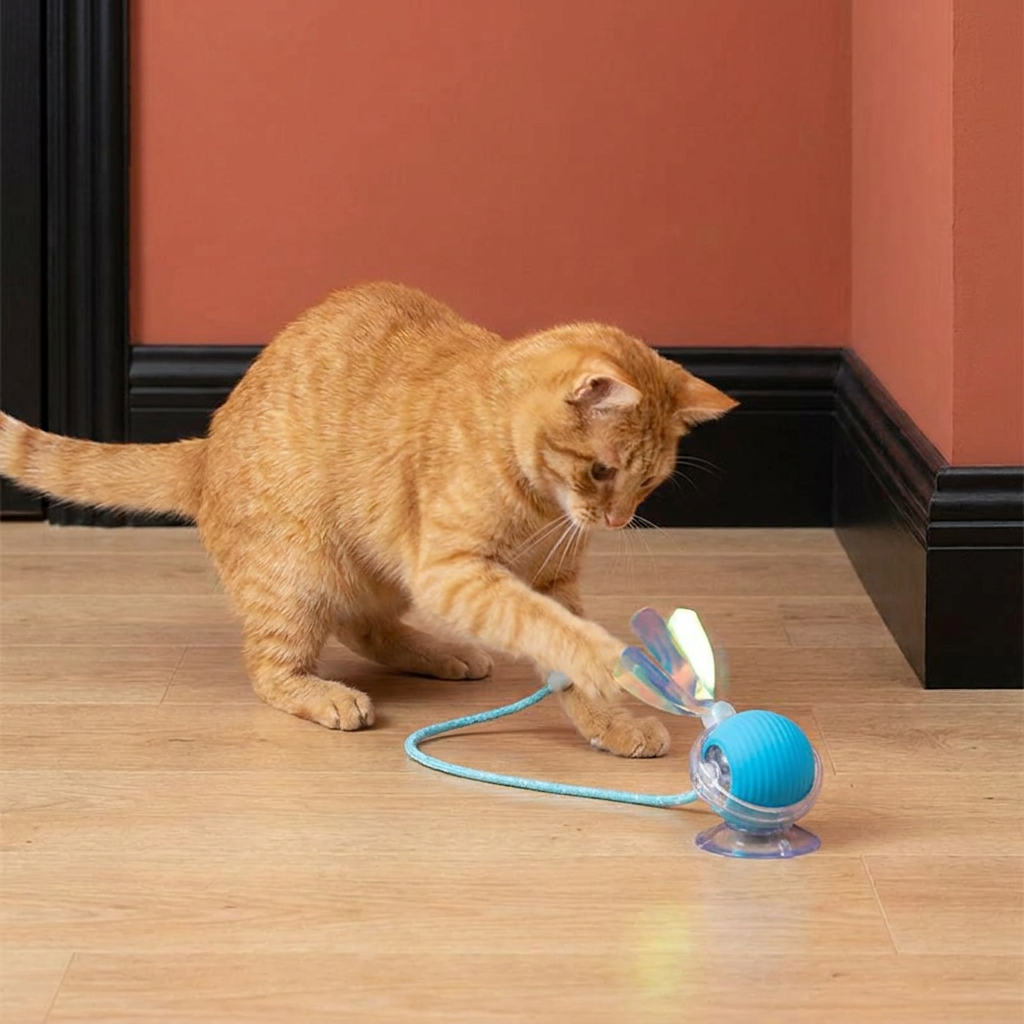 Verbesserter „Smart Rolling Cat Ball“ – strapazierfähiges interaktives Spielzeug mit Netzschwanz
