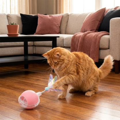 Verbesserter „Smart Rolling Cat Ball“ – strapazierfähiges interaktives Spielzeug mit Netzschwanz