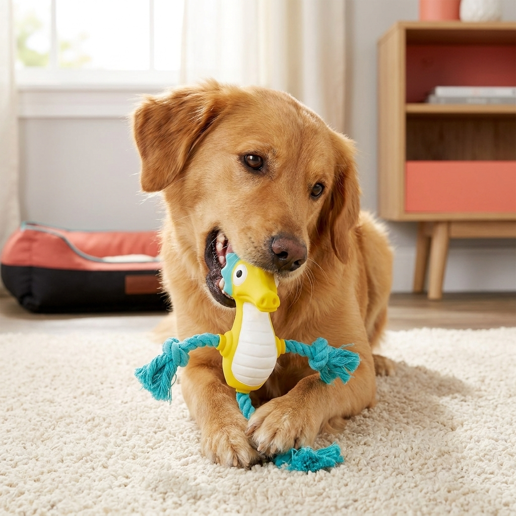 Robustes schwimmfähiges Hundespielzeug aus Dental-Latex mit Seil