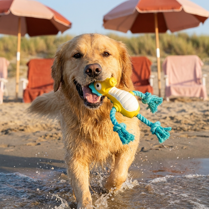 Robustes schwimmfähiges Hundespielzeug aus Dental-Latex mit Seil