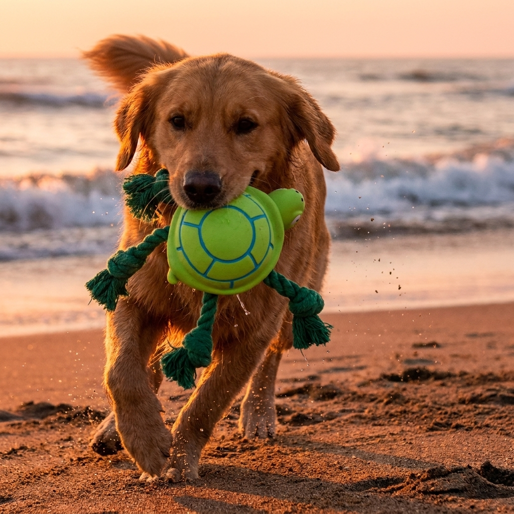 Robustes schwimmfähiges Hundespielzeug aus Dental-Latex mit Seil