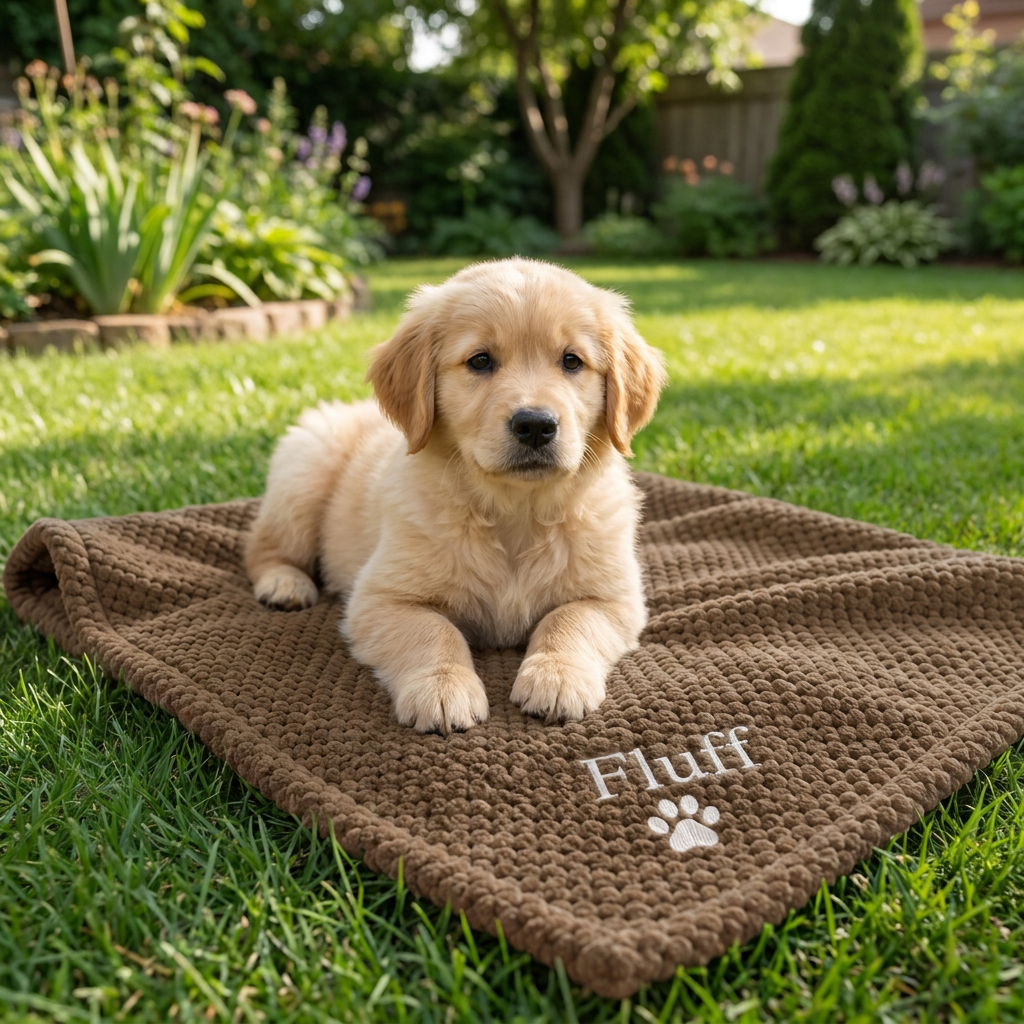Personalisierte Flauschige Hundedecke Mit Individueller Stickerei