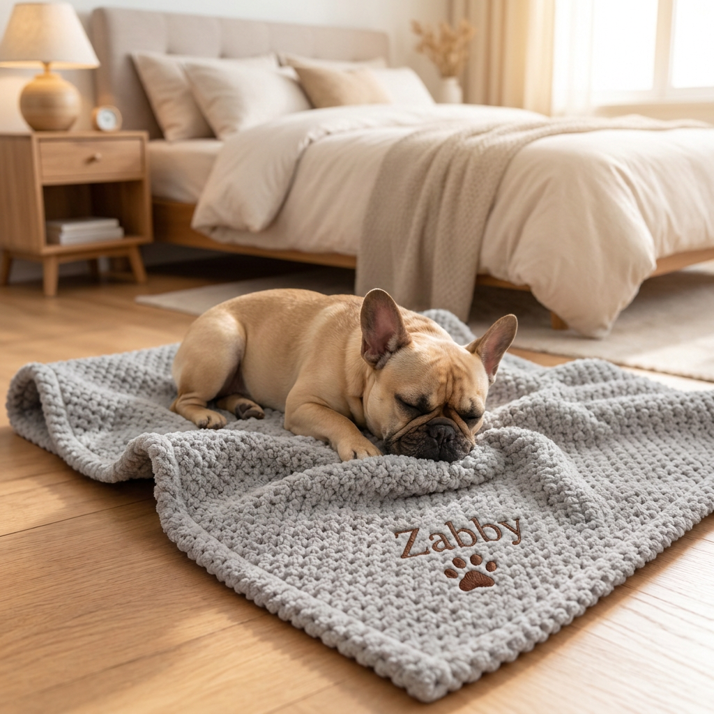 Personalisierte Flauschige Hundedecke Mit Individueller Stickerei