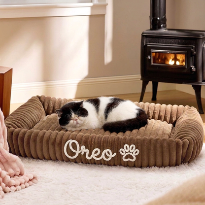Personalisiertes, flauschiges Wolken-Katzenbett mit weicher Umrandung