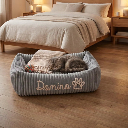 Personalisiertes, flauschiges Wolken-Katzenbett mit weicher Umrandung
